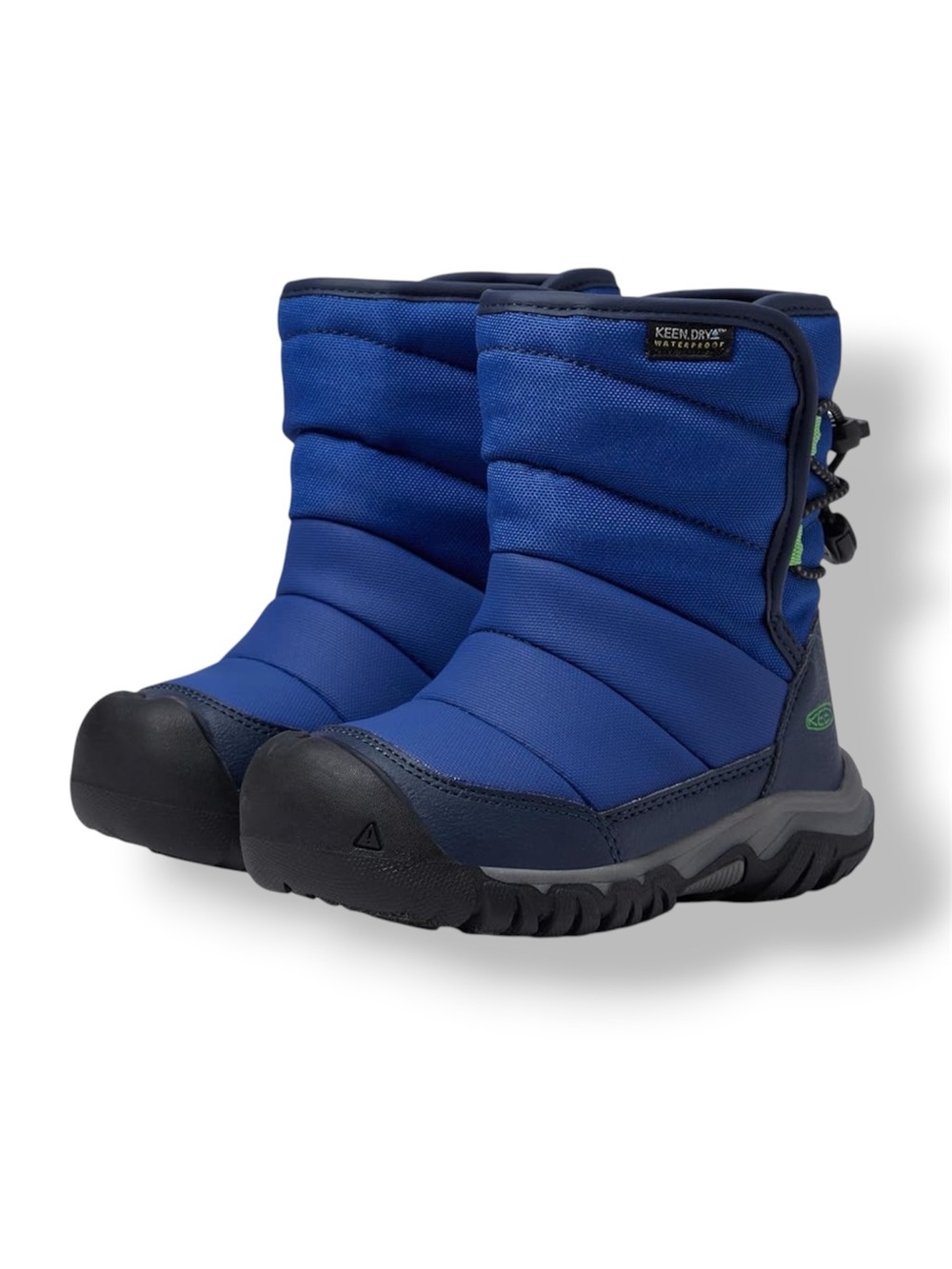 KEEN Puffrider Boys Waterproof Insulated Easy-On Snow Boots Naval/Surf US 1